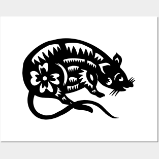 12 Zodiac Animal Signs Paper Cutting Rat Posters and Art